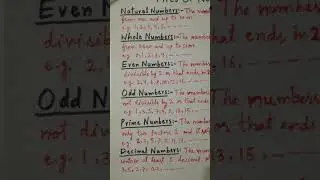 Types of numbers || natural numbers || whole numbers || even numbers || odd numbers || prime numbers