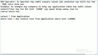 Any and All Operator in  SQL Server By Mr. Ashutosh Software Trainer