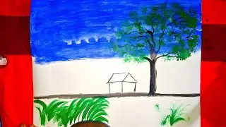 easy scenery drawing with acrylic paint 🔥 easy acrylic painting ideas for beginners ✨