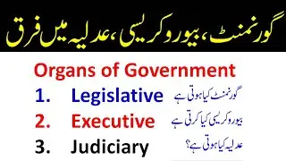 Difference between Government, Executive,and Judiciary/ 3 Organs-of Govt and their duties explained