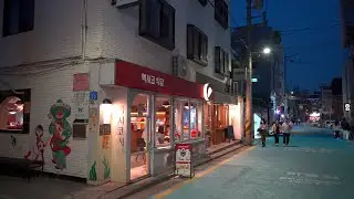 SEOUL KOREA/ Friday night walking tour, Online trip to Hapjeong-dong and Hongdae alley.[4K HDR]