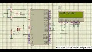 Interfacing 8051 with LCD  code (In 8bit mode) include keil(c code and hex) and Proteus simulation
