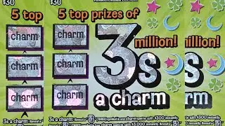COULD HAVE BEEN WORSE! 3S A CHARM (3,000,000)! PA LOTTERY $30 SCRATCH OFF TICKETS #scratch #lottery