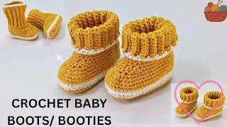 Crochet baby BOOTS/BOOTIES क्रोशिया से बच्चों के बूट्स/जूते |9 - 12 months | Full tutorial 