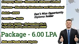 Diploma - Electrical Electronic & Mechanical Placement 🔥 Neometrix Defence Ltd Company Interview 🔥🔥