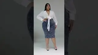 Plus Size Denim Pleated Flared Skirt Fashion | Fashion Q |#shorts#youtubeshorts