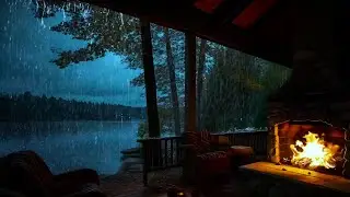 Rain & Fireplace Ambience for Sleep | Cozy Cabin Storm Sounds