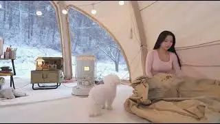 Solo Girl Winter Camping in Mountains ❄️ | Relaxing Nature Sounds | #camping #solocamping #mountains