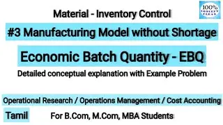 #3 EBQ - Manufacturing model without Shortage | Formula | Inventory Control | Cost Accounting |Tamil
