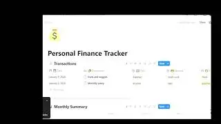 personal finance tracker . Notion template
