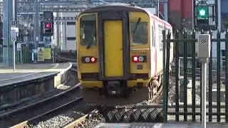 Cardiff Central train station. train going to Cortyon
