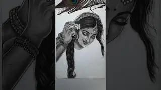 Hyper Realistic Radha Rani Drawing 😍Charcoal Art | Divine Portrait ✨#shorts #drawing #youtubeshorts
