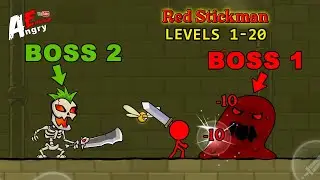 Red Stickman - Levels 1-20 + TWO BOSSes / Gameplay Walkthrough (Android Game)