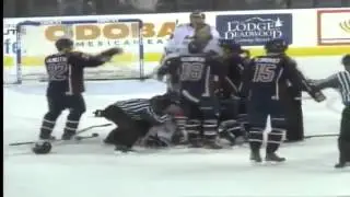 Huge Brawl / Fight ECHL Tulsa Oilers vs  Rapid City Rush 01/02/2016