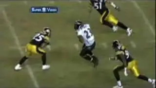Willis McGahee and Ryan Clark BIG Hit   Baltimore Ravens vs Pittsburgh Steelers  AFC Championship