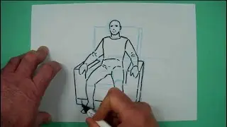 Sitzende Figur aus einfachen Formen.