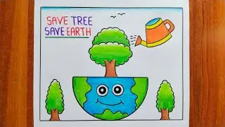 Van Mahotsav Drawing Easy / Van Mahotsav Poster Drawing / Save Tree Save Earth Drawing / Save Tree