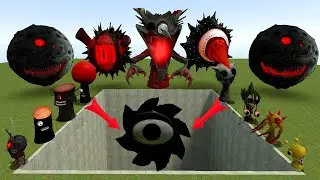 ALL Mr SUN PHASES VS FIRE Mr SUN SPRUNKI PHASE in GIANT HOLE - Garry's Mod