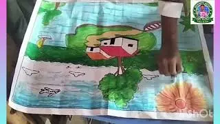 How to draw a  beautiful Nature with home, river, tree, sun and sky 
