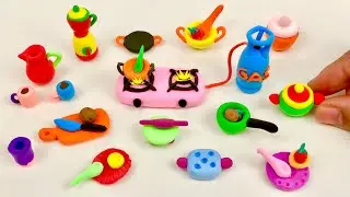 Amazing technique make kitchen set with polymer clay| Miniature clay kitchen set| Primitive kitchen