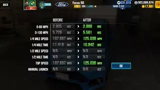 CSR2 - Focus RS (body stock) (0-60 sprint) - tune & shift for Tournaments (day 1) - 2.888