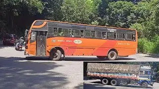 Ksrtc Swift Deluxe Air Bus And Heavyweight  Truck Turning 7/9 Hairpin bend Thamarassery Ghat #india
