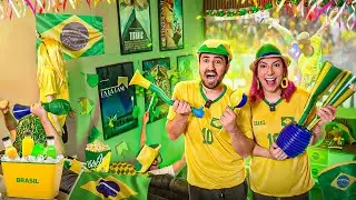 TRANSFORMAMOS NOSSA CASA PARA O JOGO DO BRASIL NA COPA DO MUNDO | Gabriel e Shirley 2.0