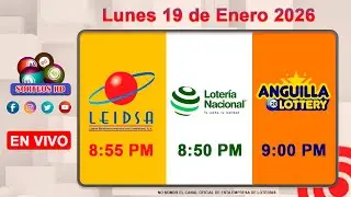 Loter&iacute;a Nacional LEIDSA y Anguilla Lottery en Vivo 📺 Lunes 19 de Enero 2026/ 8:55 P.M