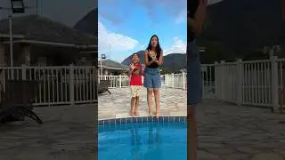 Mother can't say no to her son in the pool 😱😵👩🏻💚👶🏻😎🌈🍒🍉