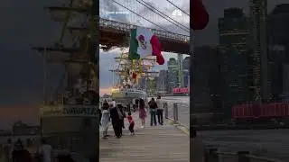 Mexican navy ship Cuauht&eacute;moc hits the Brooklyn Bridge during training exercise