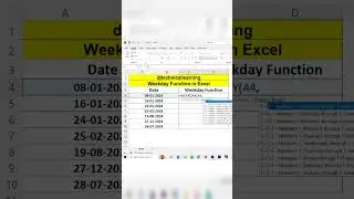 Weekday Function in Excel #exceltips #exceltech #deepakjhanswa #exceltutorial #excel #dataentry