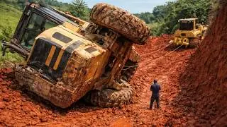 Loader Buried After Logging Move. Heavy Machinery Rescue Compilation in Mud