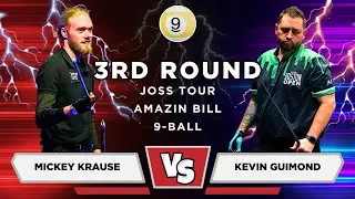 Mickey Krause (The Viking) vs Kevin Guimond | 3rd round Joss tour Amazin Bill | 9 Ball| Race to 9
