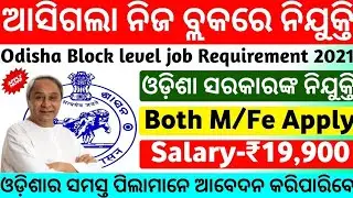 Odisha New Job Vacancy | Block Level Job Odisha | Odisha Govt Job Update | Odisha Job | Job Odisha