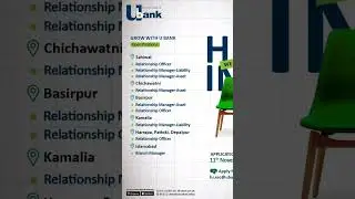 Grow with U Bank.Bank apply now at hr.rec@ubank.com.pk #UBank #NowHiring #CareerOpportunities #Join