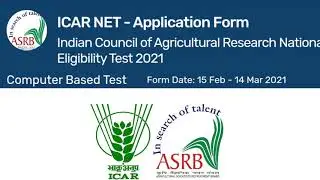 ICAR NET EXAM 2021 / ASRB NET 2021 / Application Form release  tentative date