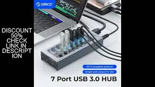 ORICO Powered USB Hub Splitter Socket with Multi USB 3.0 Port Slot Plug On-Off Key Switch Dock Power