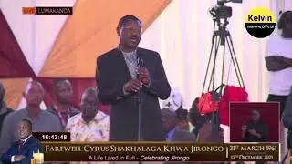National assembly speaker Moses Wetangula speech during the burial of UDP party leader Cyrus Jirongo