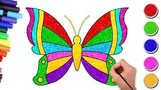 Glitter Butterfly Drawing, Painting, Coloring for Kids & Toddlers
