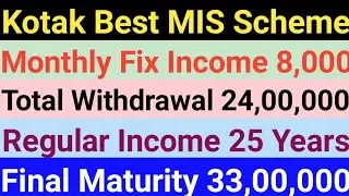 Kotak Best Monthly Income Plan|Every Month Fix Income 8000 RS|Final Maturity 33 Lakhs|swp