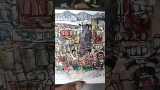 ink and wash with #watercolor #shorts #shortvideo #short #shortsfeed #art #artist #painting