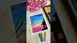 Magical Evening Sky 🌙✨ | Easy Oil Pastel Drawing for Beginners #art #oilpasteldrawing