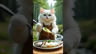 A beautiful hungry cat cooking fish 🐟 #catvideos #cooking #catcooking