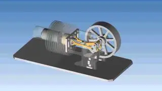 Beta type Stirling Engine Animation