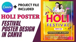 Holi Poster || Happy Holi Poster Design || How To Creat Holi Poster On Canva Free || Canva Tutorial