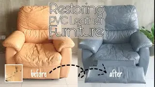 How to fix old PVC leather couch | DIY rip & crack repair | leather filler& paint | baiki sofa koyak