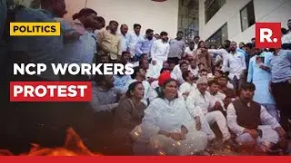 NCP Workers Protest Outside Party Office Over Sharad Pawar's Resignation