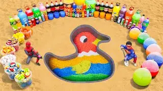 Experiment: Big Toothpaste Eruption from Rainbow Duck with Orbeez, Big Pepsi, Coca Cola vs Mentos