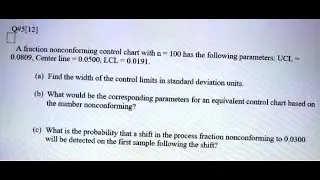 [Math] Fraction nonconforming control chart with 100 has the value 0.0809. The center line is at 0.0