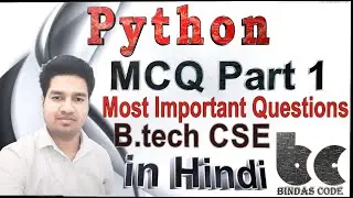 Python MCQ Part 1 in Hindi - Most Important Question for B.Tech(CSE) exam